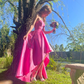 Pink Strapless High-Low Satin Birthday Party Dress,DP1840