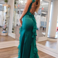 Green Straps Ruffle Mermaid Long Prom Dress,DP1845