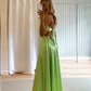 Green Strapless A-Line Backless Long Party Dress Wedding Guest Dress,DP1971