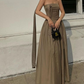Chic Strapless A-Line Chiffon Elegant Long Party Dress,DP1993