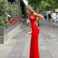Sexy Red Sweatheart Satin Charming Long Prom Dress, DP2019