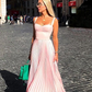 Pink Straps A-Line Elegant Long Party Dress, DP2039