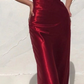 Charming Red Spaghetti Straps Backless Long Party Dress, DP2049