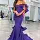 Purple Off Shoulder Mermaid Elegant Long Prom Dress, DP2050