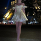 Champagne A-Line Homecoming Dress Vintage Birthday Party Dress, DP2052