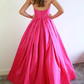 Hot Pink Sweatheart A-Line Long Party Dress Evening Gown, DP2065