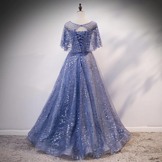 Blue Elegant A-Line Long Prom Dress Evening Gown Graduation Dress, DP2077