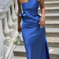Royal Blue Backless Elegant Long Party Dress with Slit, DP2094
