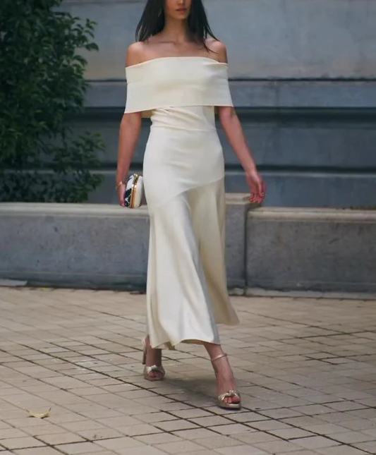 Elegant White Off Shoulder Formal Party Dress, DP2121
