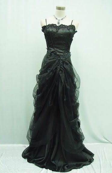 Black Straps Beading Vintage A-Line Long Party Dress, DP2149