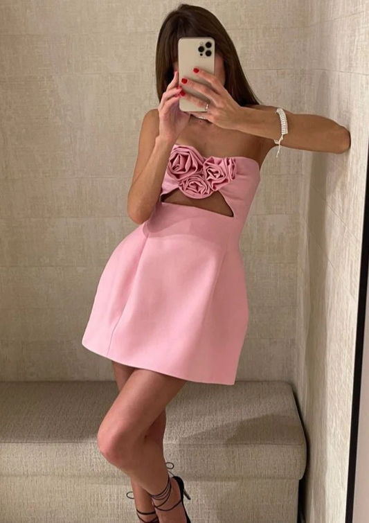 Pink Sweatheart Strapless Sweet Homecoming Dress, DP2177