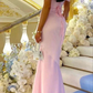 Light Pink Corset Elegant Mermaid Long Prom Dress, DP2221
