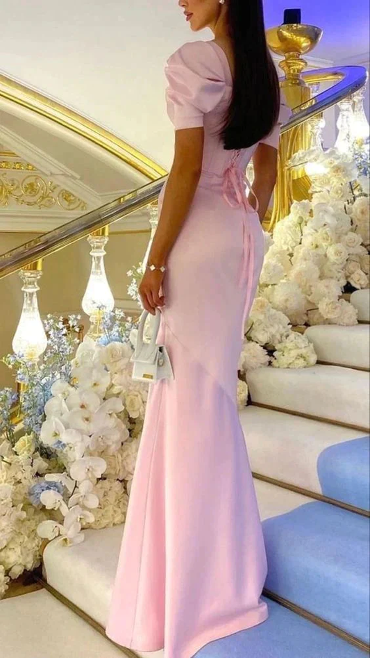 Light Pink Corset Elegant Mermaid Long Prom Dress, DP2221