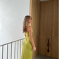 Green One Shoulder Cut Out Simple Party Dress, DP2243