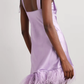 Lilac Straps Satin Sweet Homecoming Dress with Feathers, DP2353