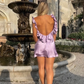 Lilac Ruffles Backless Cute Simple Homecoming Dress, DP2358