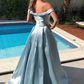 Satin Long Prom Dresses Off the Shoulder Evening Dresses,DP0261