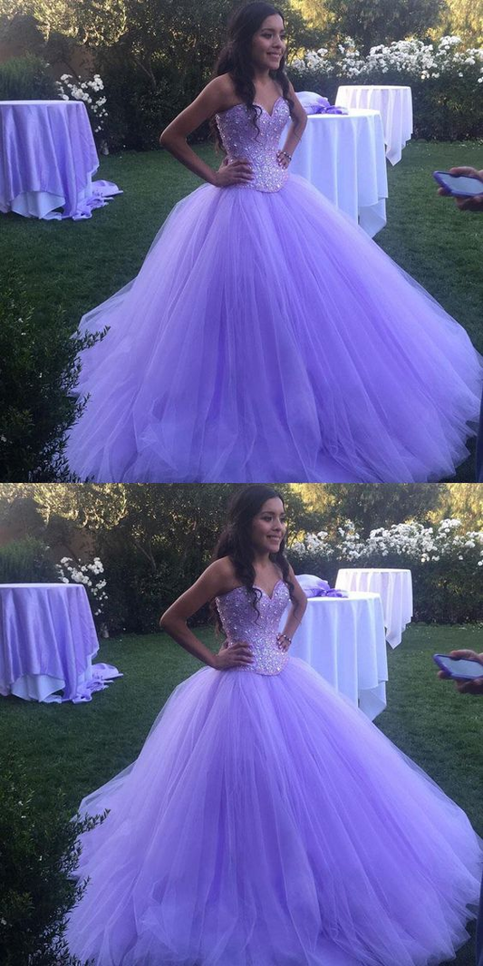 Sparkly Sweatheart Lavender Tulle Ball Gown Quinceanera Dresses Prom Dresses,DP312