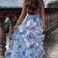 Blue Charming A-Line Spaghetti Strap Prom Dresses Party Dresses ,DP397