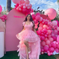 Pink High-Low Tiered Tulle Quinceanera Birthday Prom Dress,DP411