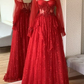 Dark Blue/Red Tulle A-Line Lace Long Prom Dress Ball Gown Wedding Guest Dress,DP419