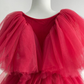 Red V Neck TulleTiered Tutu Dress Party Dress African Prom Quinceanera Dress,DP460
