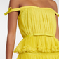 Yellow A-Line Tiered Tulle Off-The-Shoulder Long Prom Party Dress,DP466