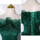 Green Tulle Off Shoulder Long Prom Dress Ball Gown Sweet 16 Dress,DP490