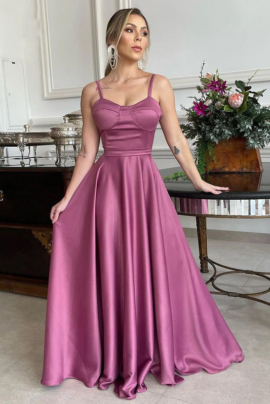 A Line Spaghetti Straps Sweetheart Ruched Long Bridesmaid Dress Prom Dress,DP568