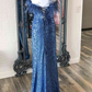 Sequins Strapless Feather Long Formal Dress Prom Dress with Slit,DP632