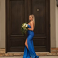 Royal Blue Strapless Long Prom Formal Party Dress with Slit,DP691