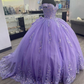 Lilac Corset Mexican Quinceanera Dress Ball Gown Appliques Lace Birthday Party Dress,DP695