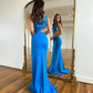 Royal Blue Sheath One Shoulder Cut Mirror Sequins Prom Dress,DP732