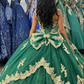 Emerald Green One Shoulder Appliques Quinceanera Dress Ball Gown,DP969