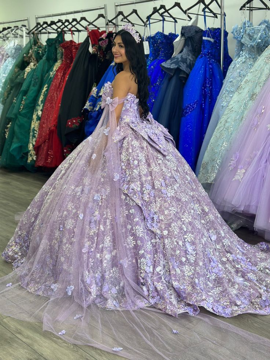 Lilac Gorgeous Tulle Appliques Quinceanera Dress Ball Gown,DP970