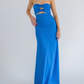 Light Blue Strapless Satin Simple Long Prom Dress, DP2453