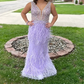 Sexy Fitted Glitter V-Neck Straps Illusion Feathers Appliques Party Prom Evening Dress,DP090