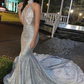 Mermaid Halter Sleeveless Floor-Length Prom Party Gowns,DP0110