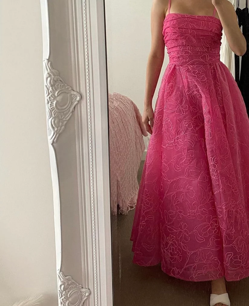 Hot Pink Party Dress Spaghetti Straps A-Line Beautiful Birthday Dress, DP2427
