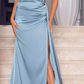 Dusty Blue Mermaid Formal Black Girls Slay Elegant Evening Modest Long Prom Dresses,DP078