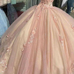 Pink Sweet 16 Straps Appliques Floral Quinceanera Dress Formal Ball Gown, DP2435