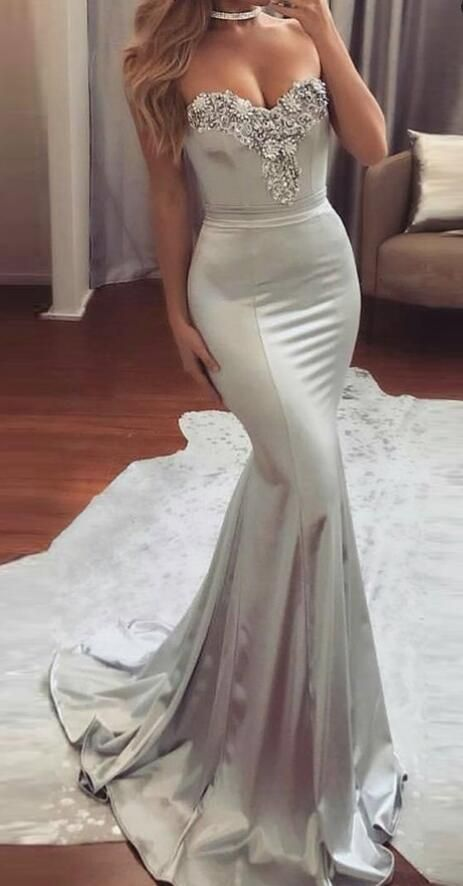 Sweetheart Mermaid Long Prom Dress with Beading Fashion Wedding Party Dress,DP059