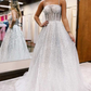 Silver Ombre Sequins Princess Straps A-Line Prom Gown,DP036
