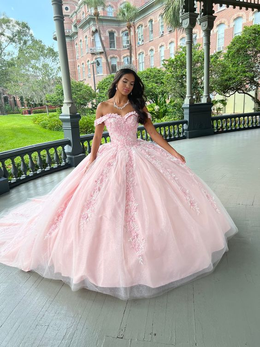 Pink Sweetheart Quinceanera Dresses Sweet Lace Prom Party Ball Gowns,DP0202