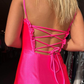 Hot Pink Satin Mermaid Long Prom Dress with Slit, DP2016