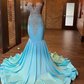 Gorgeour Open Back Long Mermaid Beding Black Girl Prom Dress, DP2315