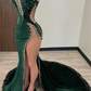 Black Girl Prom Dresses Long Mermaid Green Prom Gown With Train,DP0103