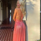 Pink V Neck Backless Pleated Long Party Dress,DP1969