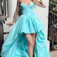Cute Ball Gown Sweetheart Mint Satin High Low Prom Dresses,DP096