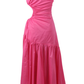 Hot Pink One Shoulder A-Line Long Party Dress, DP2458